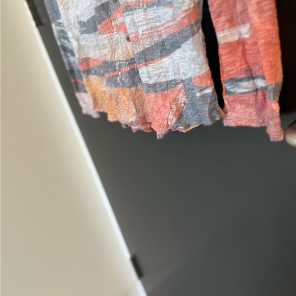 David Cline S EUC Orange Gray Cream Button Down Shirt- silver accents cotton - Picture 9 of 15